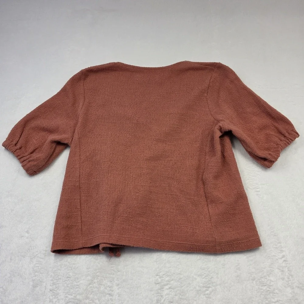 Madewell Texture & Thread Wrap Top Womens Small Rust Short Sleeve Tie Side